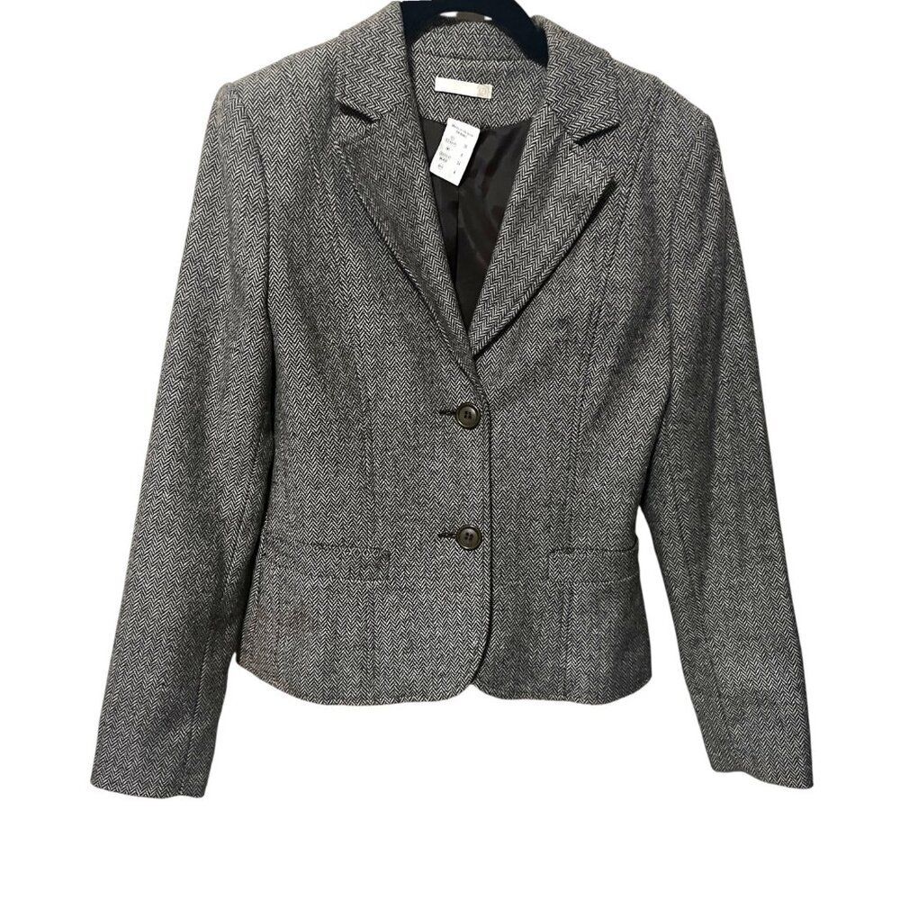 Herringbone Blazer La Redoute Womens Size 8 Brown Office Academia Jacket Y2K